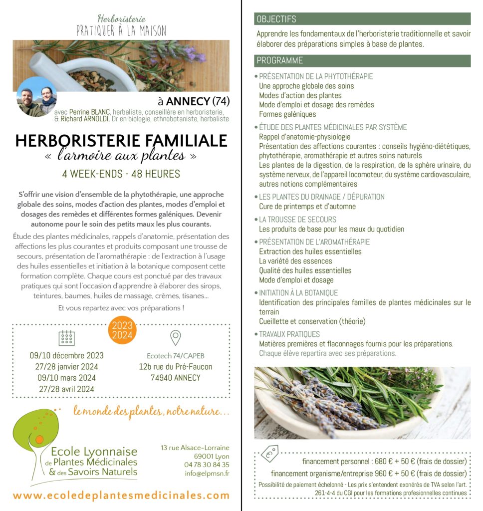Herboristerie familiale Annecy 2023.